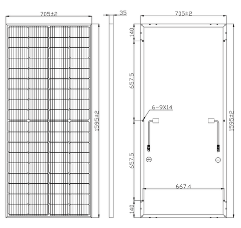 210 Watt Mono Solar Panel - Customized Size and Specs Option