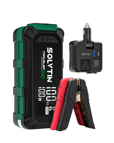 224Wh Portable Power Station, 2-IN-1 Outdoor Generator and Car Jump Starter, Lithium Battery Backup with 120W AC Outlet, PD100W